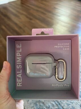 Simple Silicone AirPods Pro Case with Rose Gold Carabiner and Clear Shell